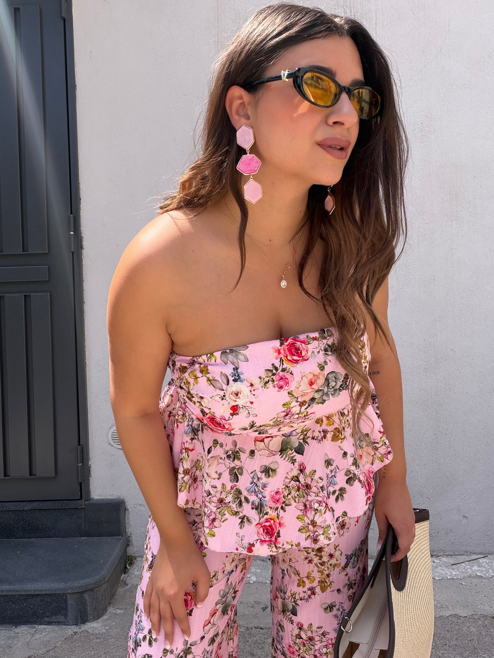 Orecchini Rosa Pendenti