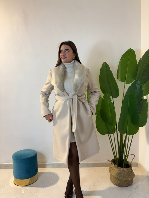 Cappotto Beige Pelliccia