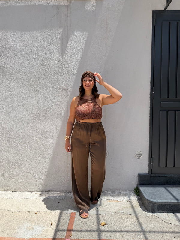 Top in Lurex Marrone
