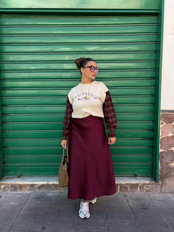 Gonna Satin Bordeaux