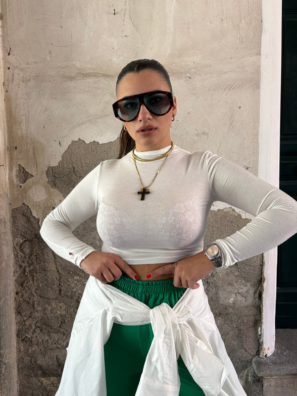 Camicia in cotone bianca over