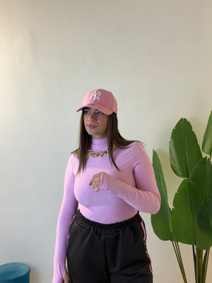 Maglia Lycra Rosa mezzo collo