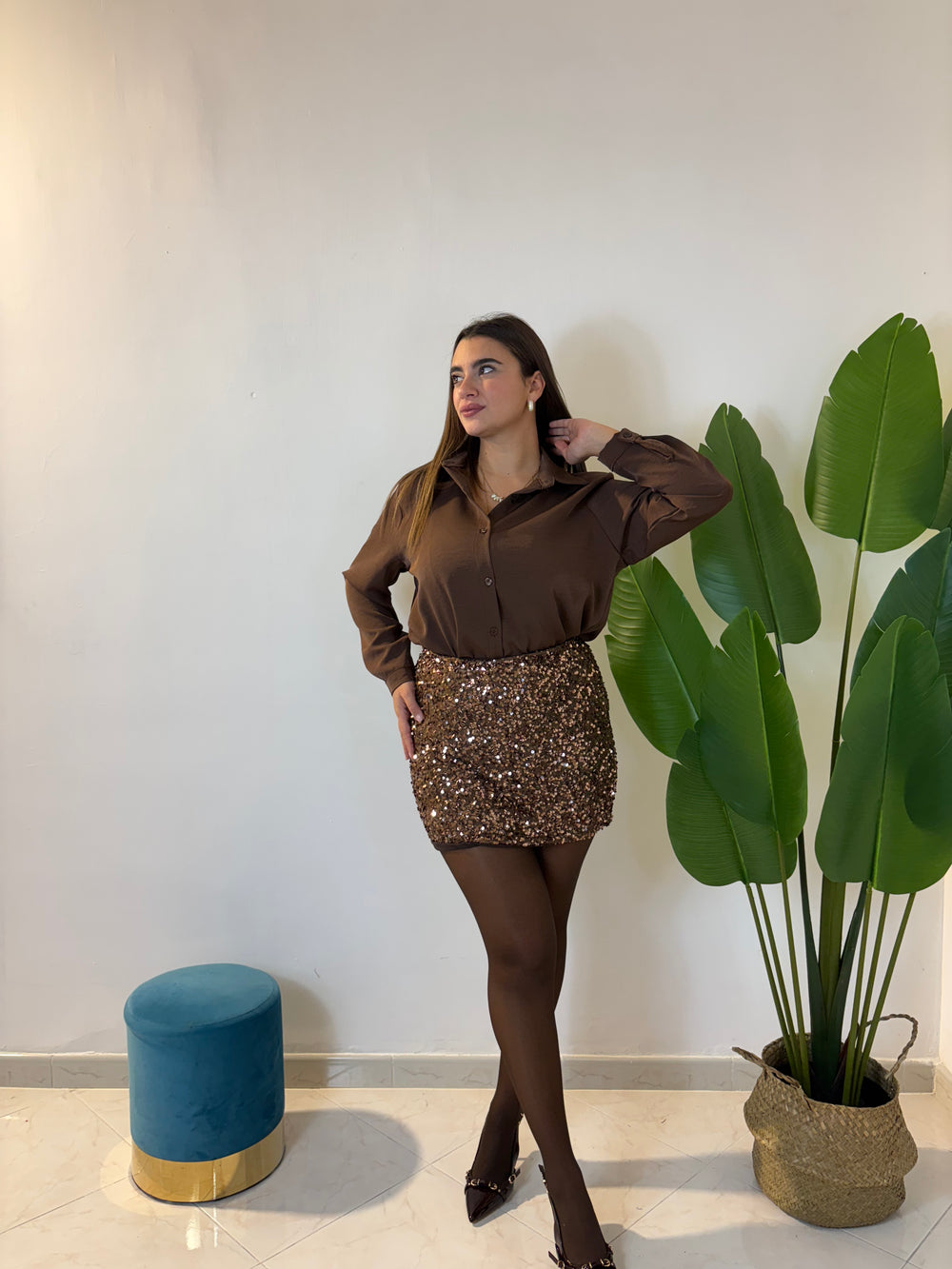 Coordinato Paillettes Marrone