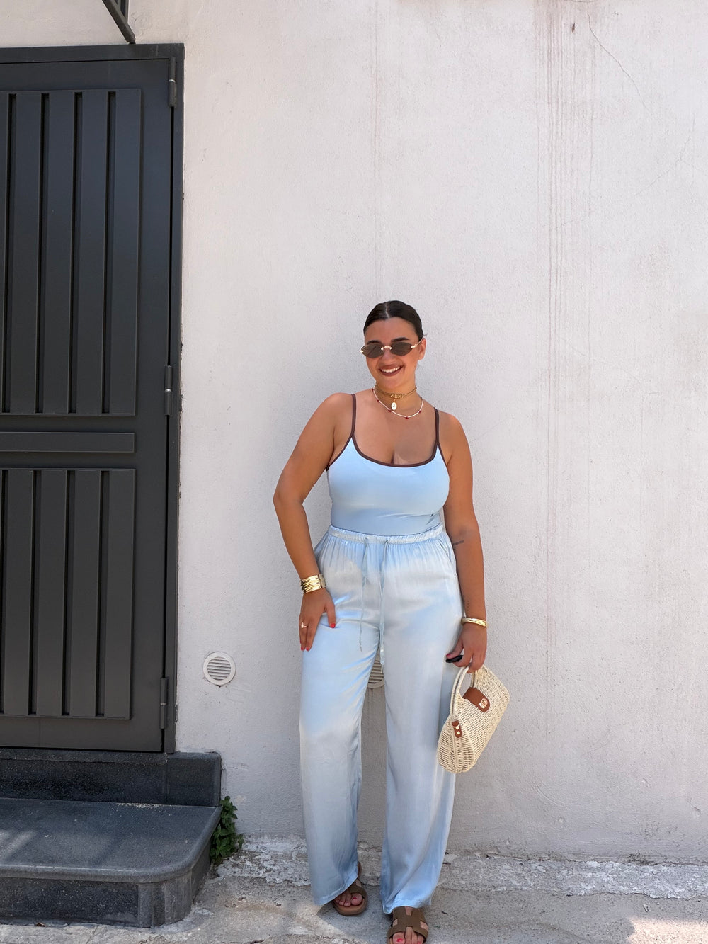 Pantalone Satin Azzurro
