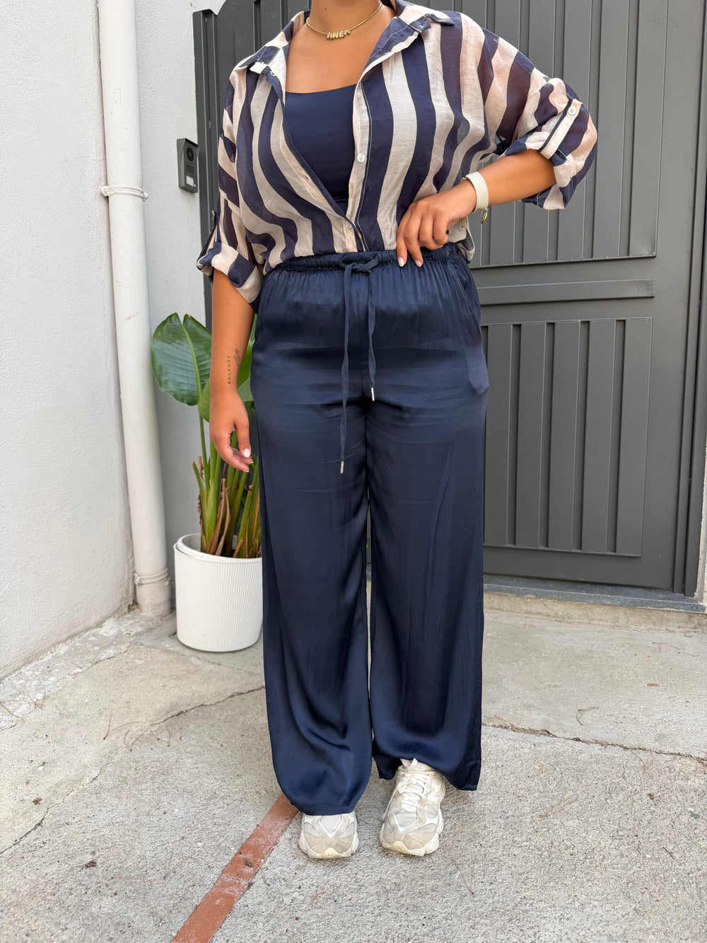 Pantalone Satin Blu