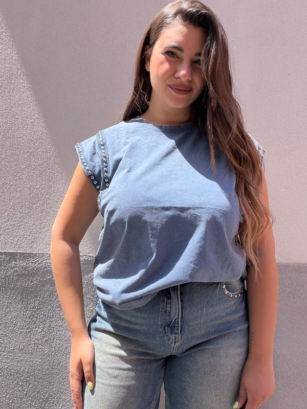 Maglia borchie blu