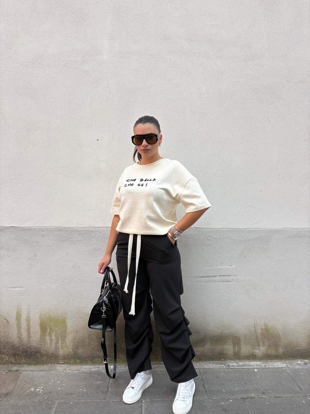 Pantalone drappeggio nero