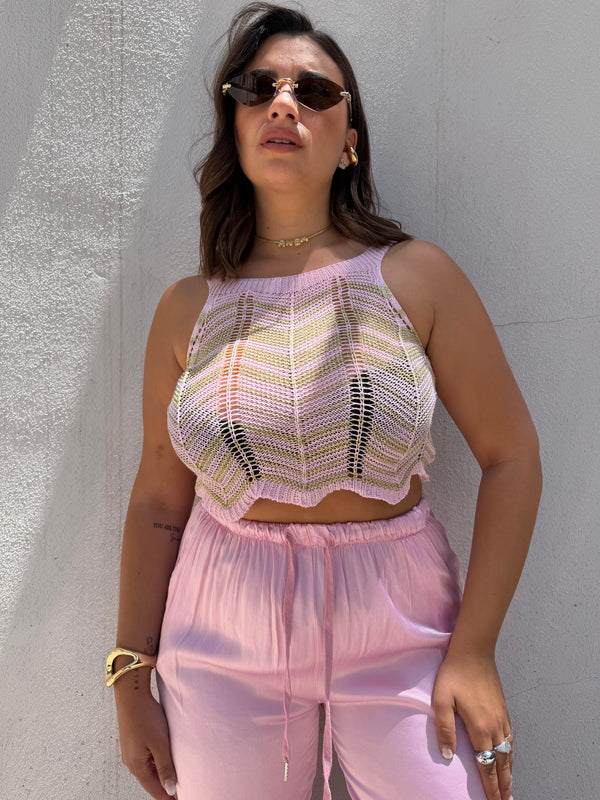 Top in Lurex Rosa