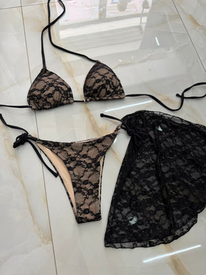 Costume Pizzo Nero e Nude