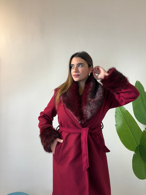 Cappotto Bordeaux Pelliccia