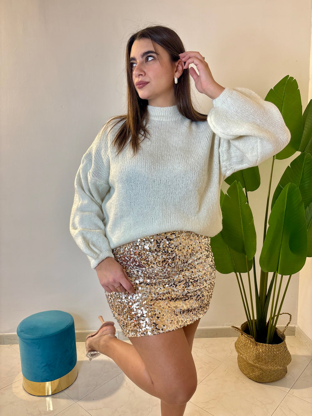 Mini Gonna Paillettes Oro