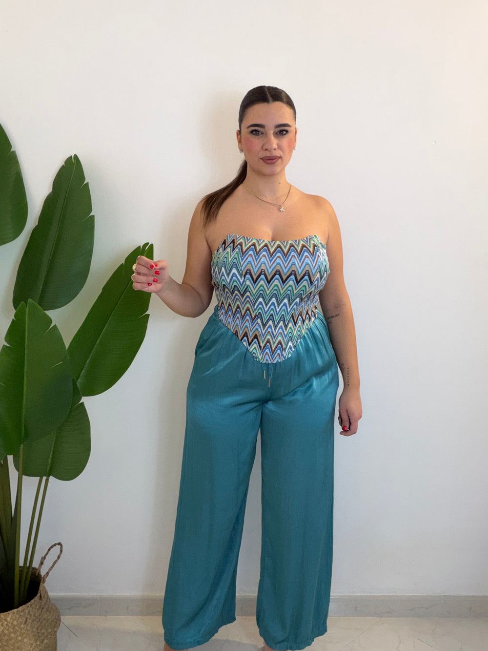 Pantalone Satin Azzurro