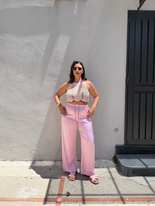Pantalone Satin Rosa