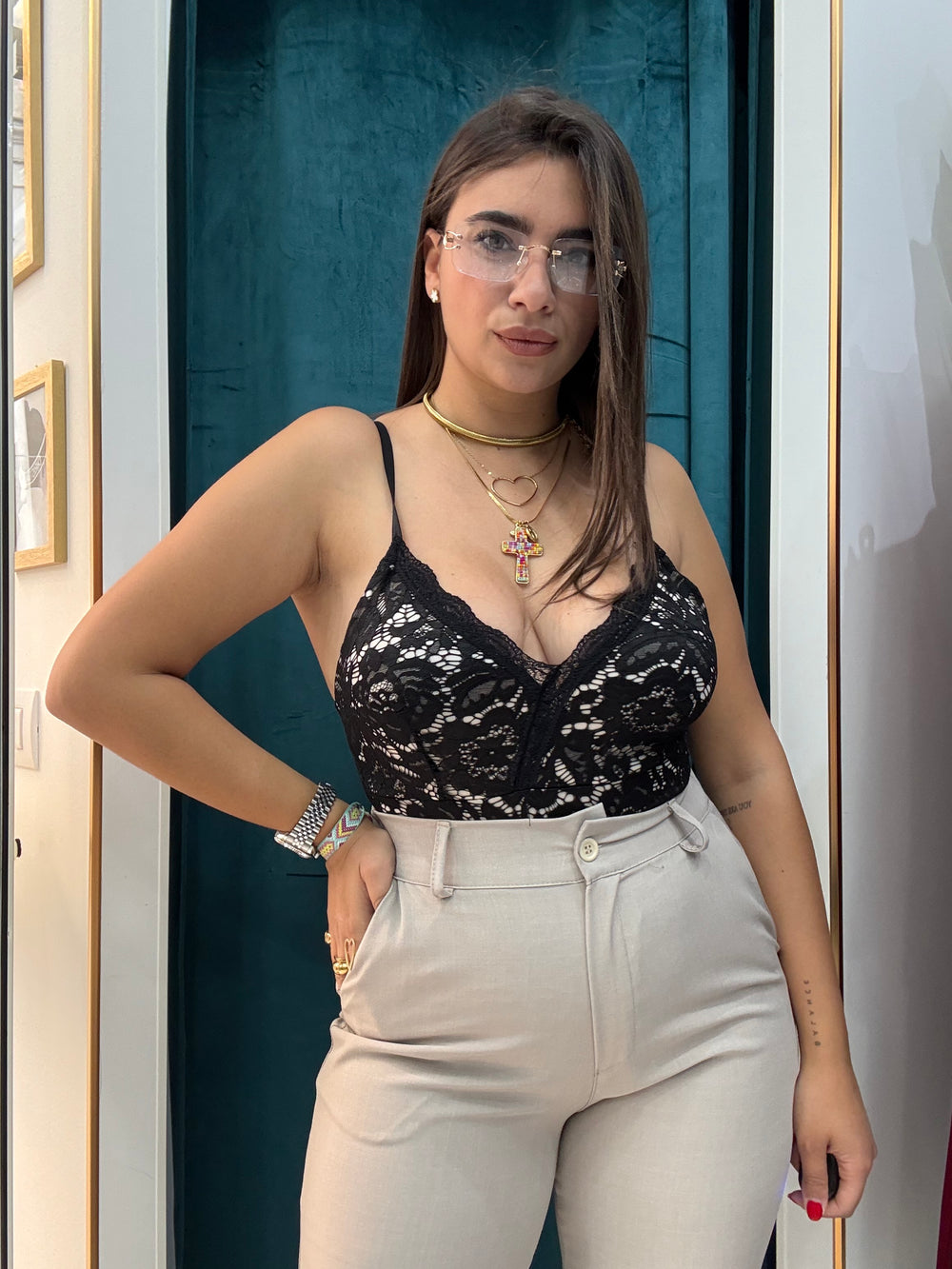 Body Pizzo Nero/Nude