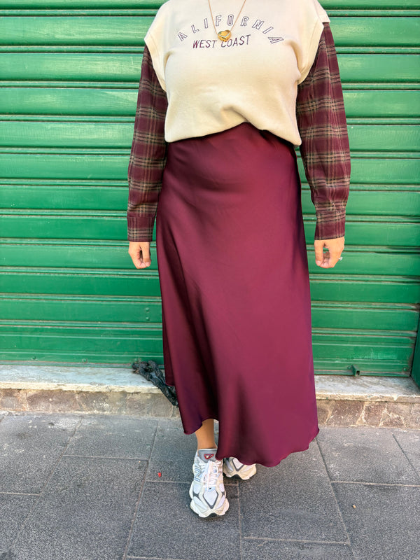 Gonna Satin Bordeaux