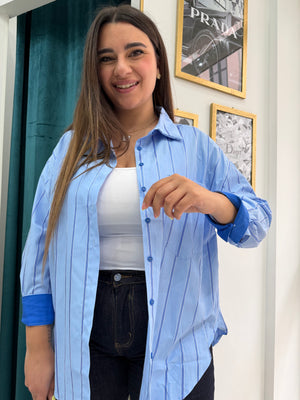Camicia righe azzurra e blu