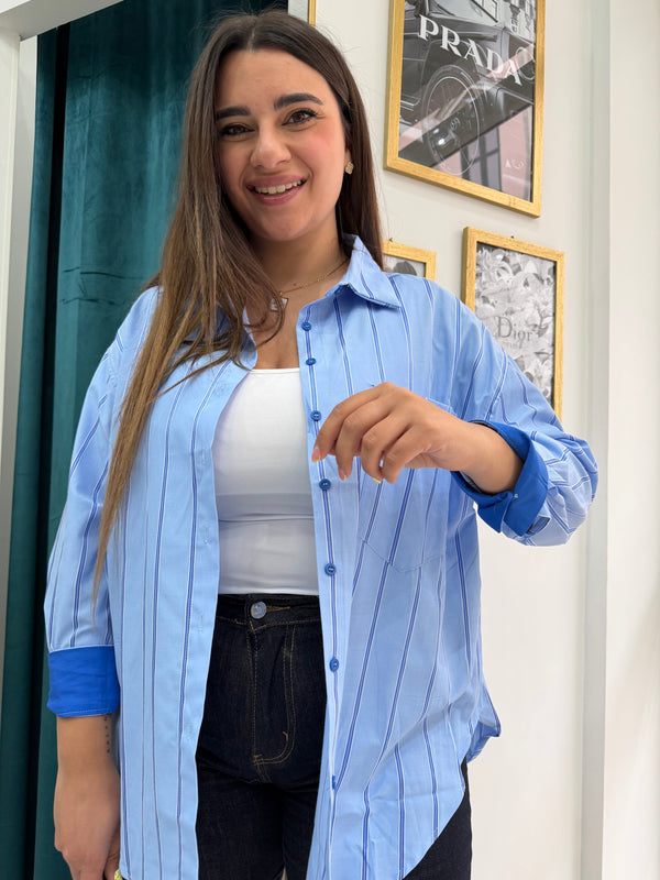 Camicia righe azzurra e blu
