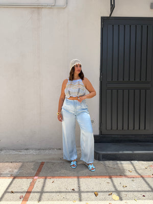 Top in Lurex Azzurra e Oro