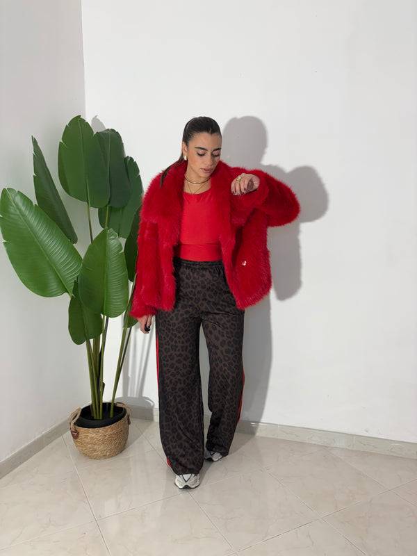Pantalone Palazzo Animalier Rosso