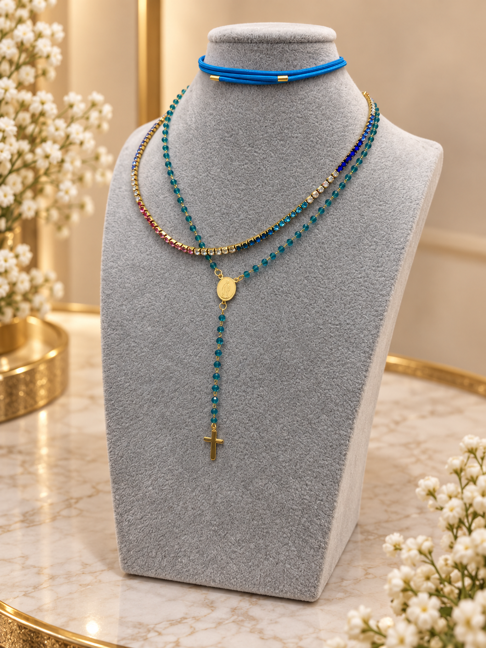 Collana Tennis Blu e azzurra