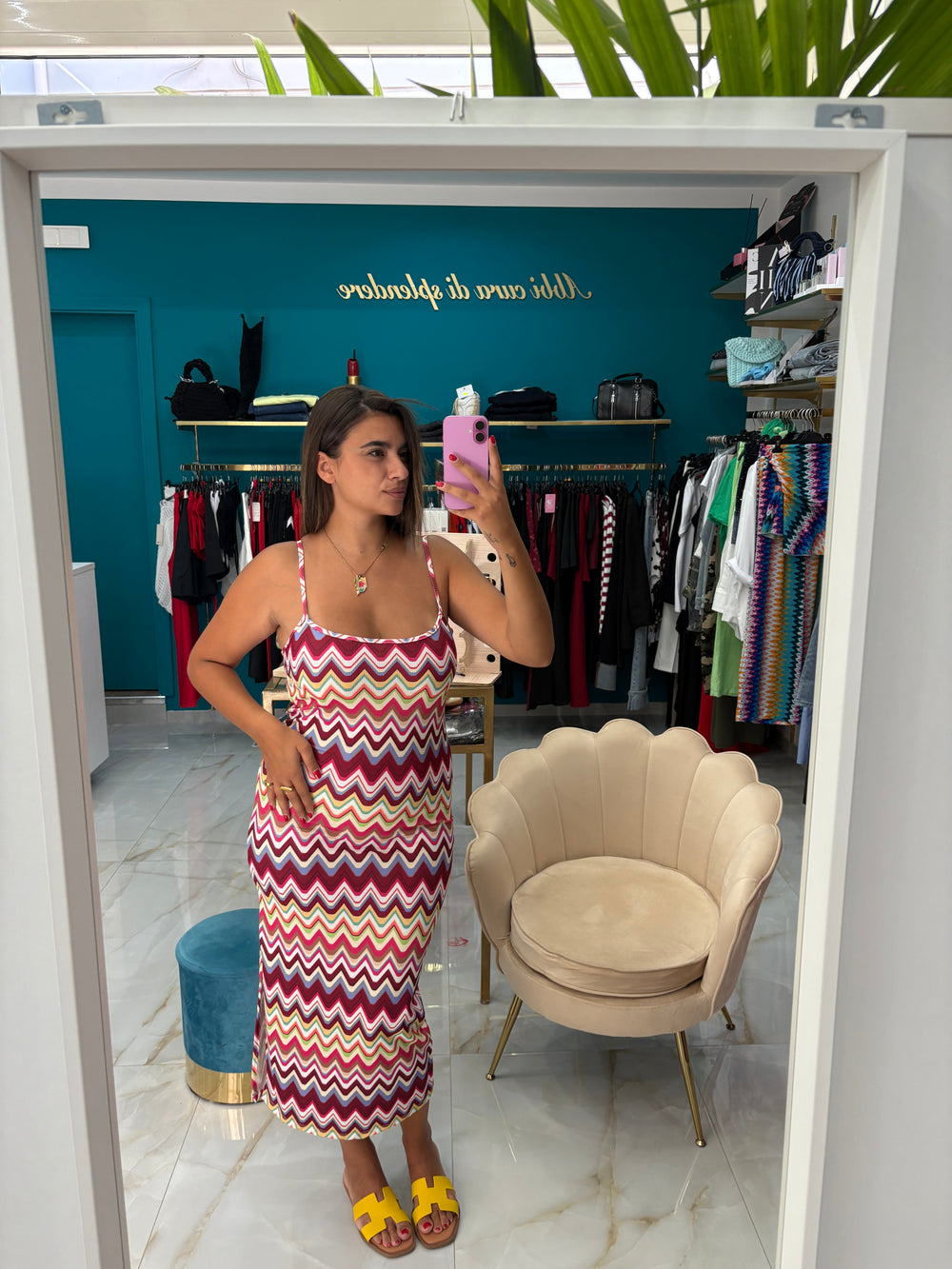 Dress multicolour fucsia
