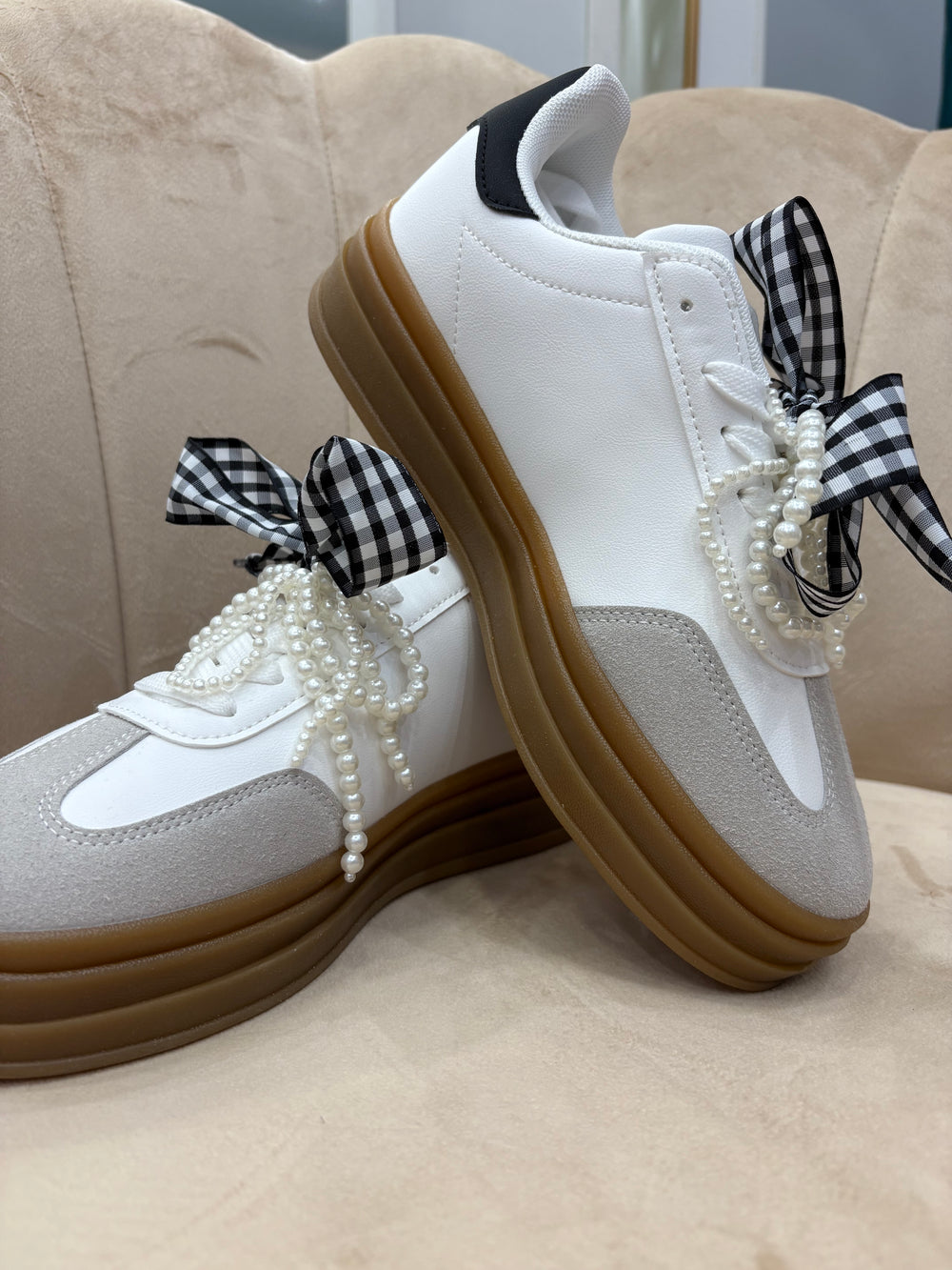 Scarpe Fiocco e Perle Nere