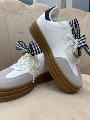 Scarpe Fiocco e Perle Nere