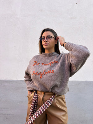 Maglioncino “ho sempre ragione” tortora