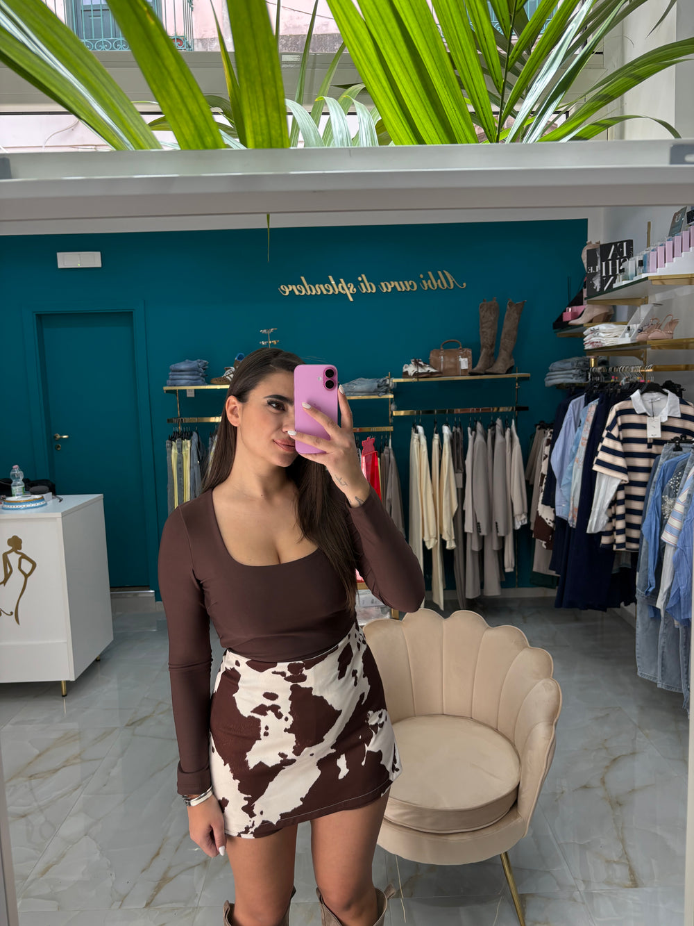 Body Scollo Quadro Marrone