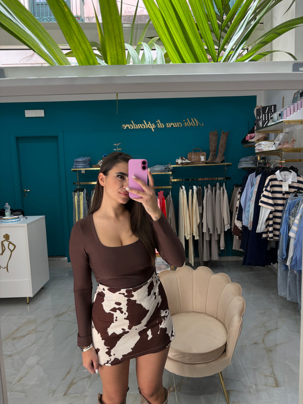 Body Scollo Quadro Marrone
