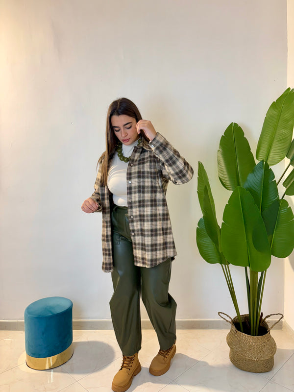 Camicione flanella verde e marrone