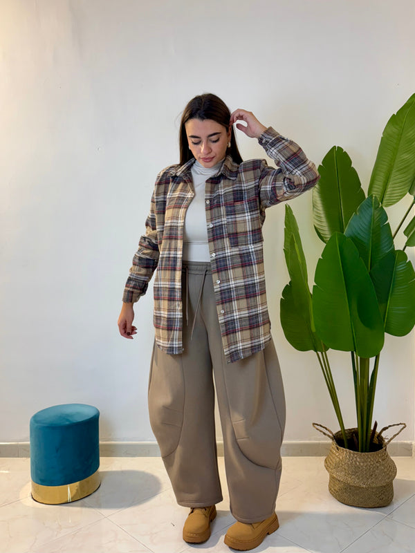 Camicione beige e bordeaux