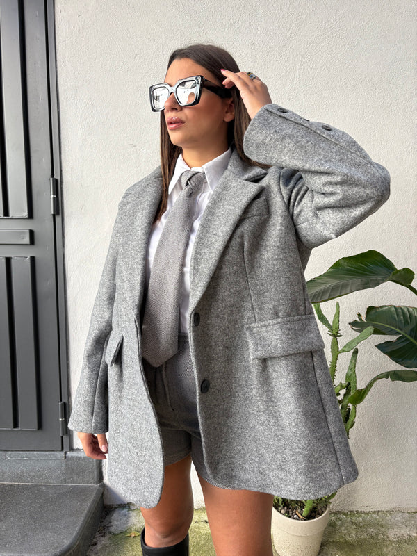 Giacca Cappotto Over Grigia