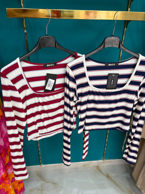 Maglia crop righe