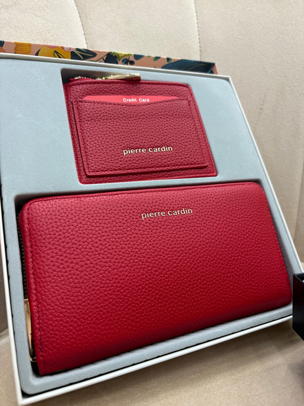 Box portafoglio+portacarte rosso