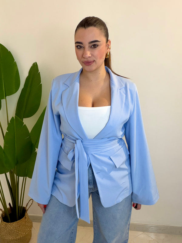 Giacca cintura Azzurra
