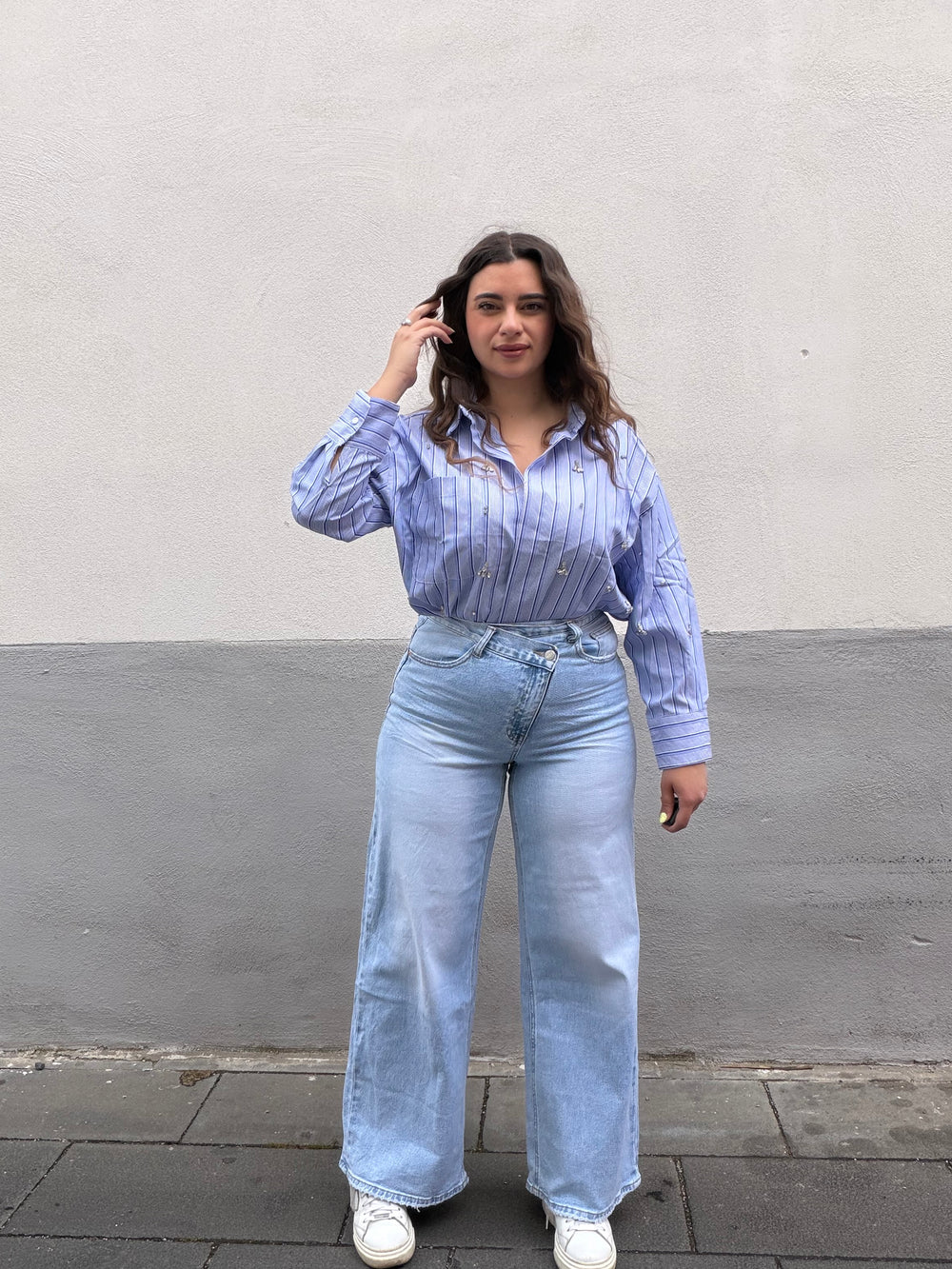 Camicia righe azzurra e bianca Diamond