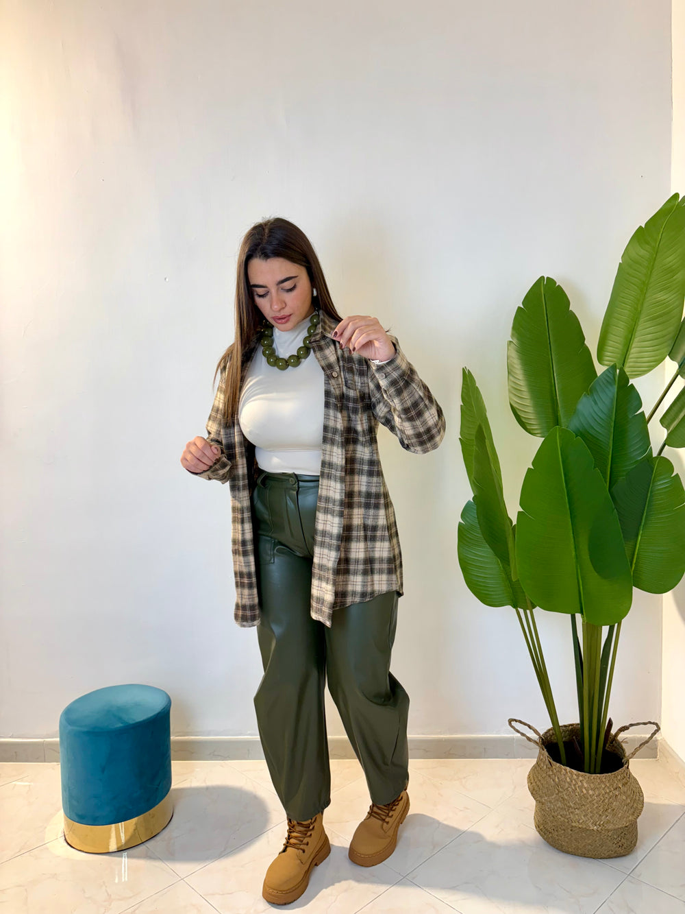 Camicione flanella verde e marrone