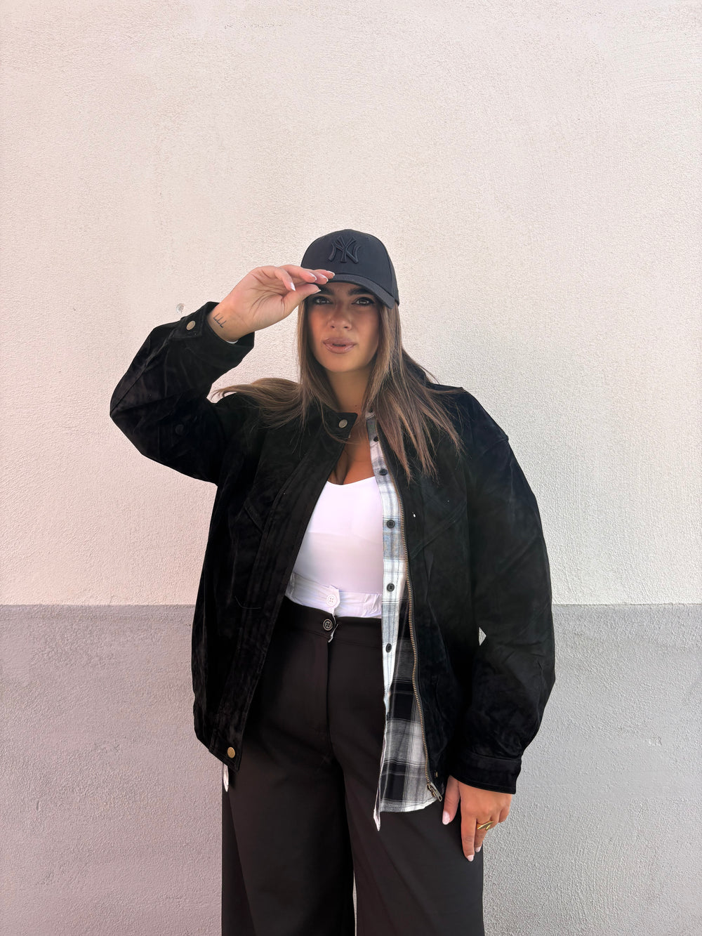 Bomber camoscio Nero