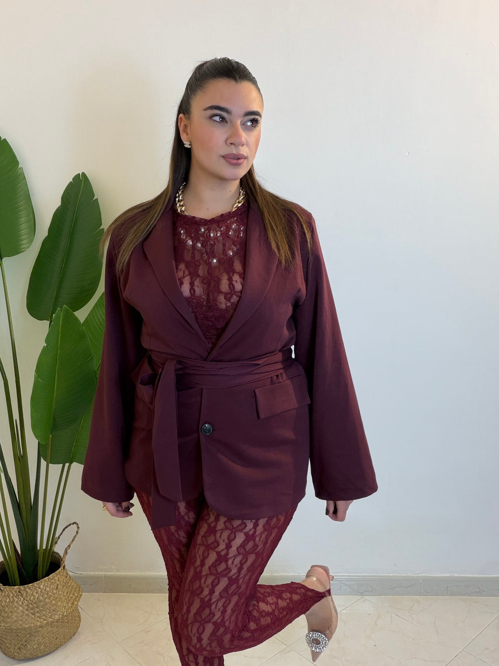 Leggins Ricami Bordeaux
