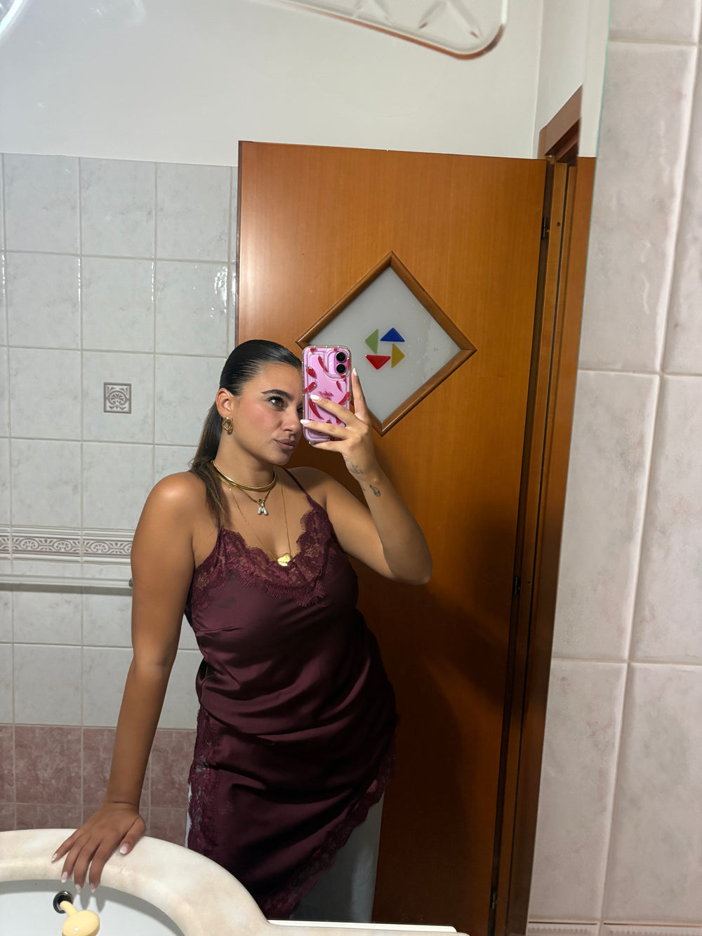 Canotta Satin Bordeaux