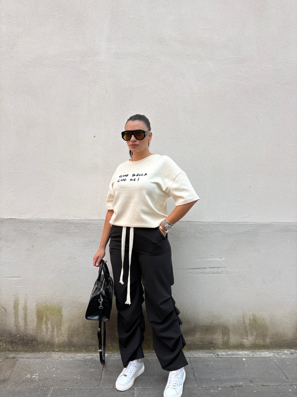 Pantalone drappeggio nero