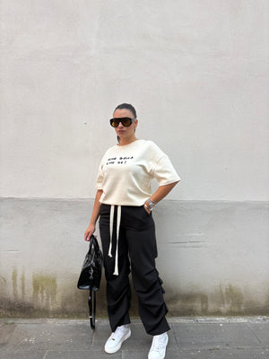 Pantalone drappeggio nero