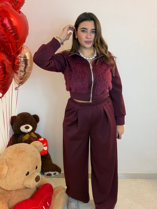 Tuta Peluche Bordeaux