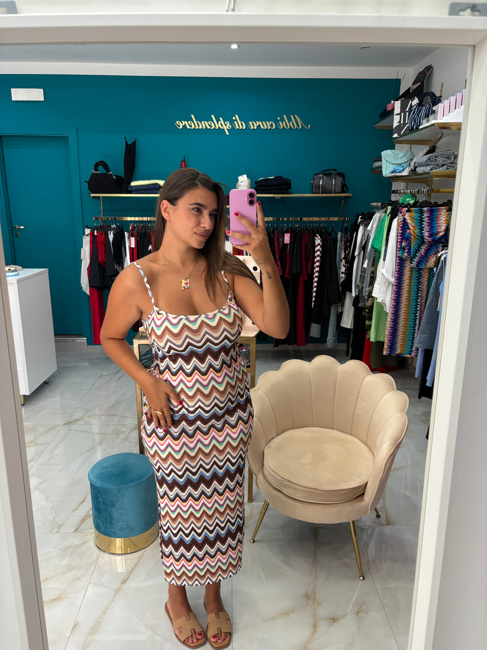Dress multicolour marrone