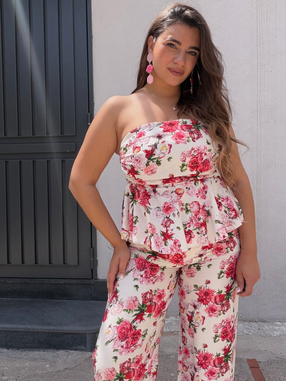 Coordinato Simona Floreale Bianco