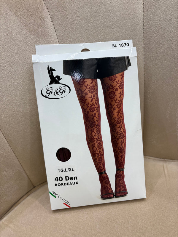 Calze Ricamate Bordeaux
