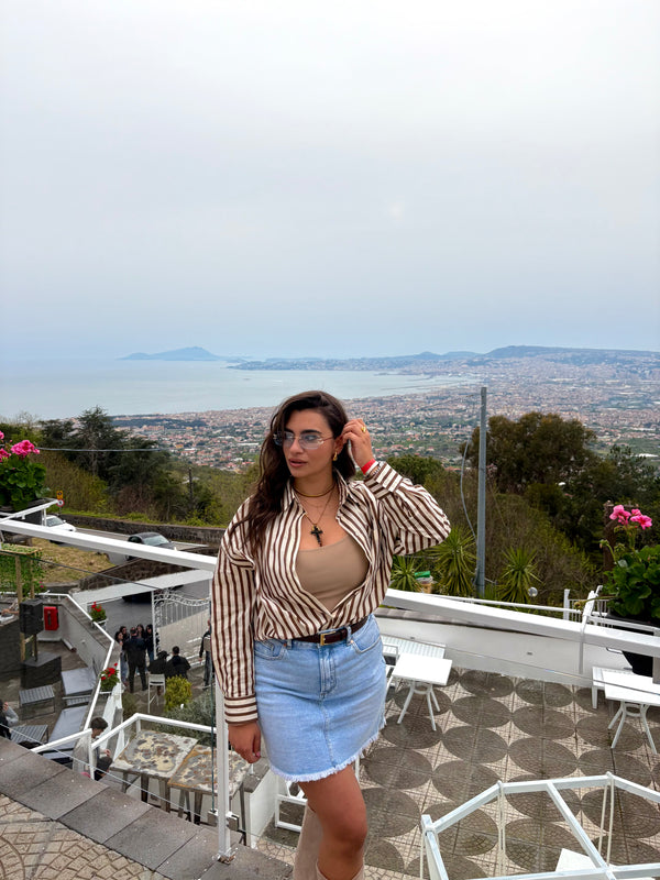 Camicia Righe Marrone