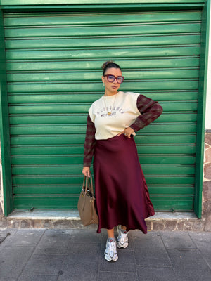 Gonna Satin Bordeaux