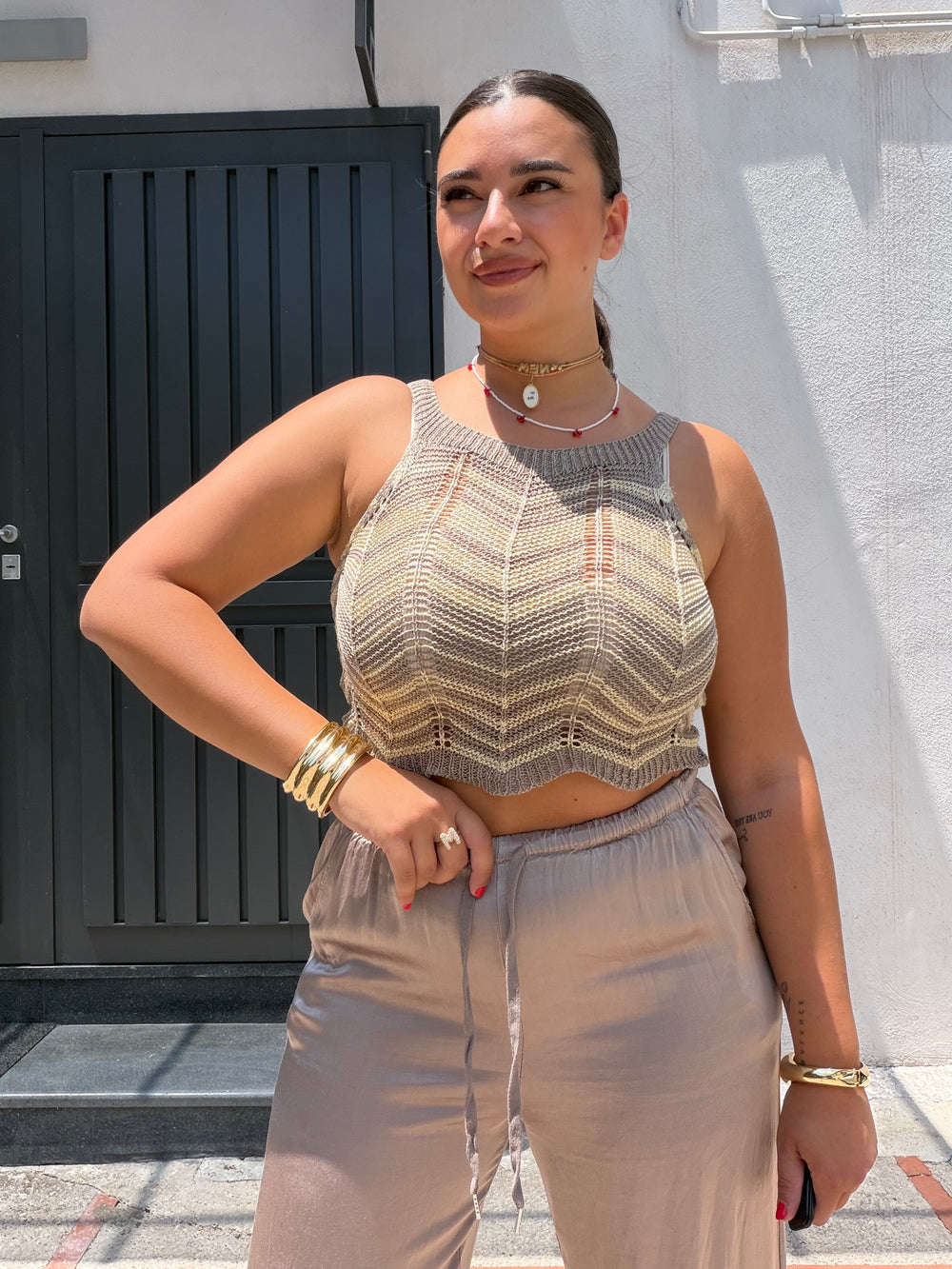 Pantalone Satin Tortora